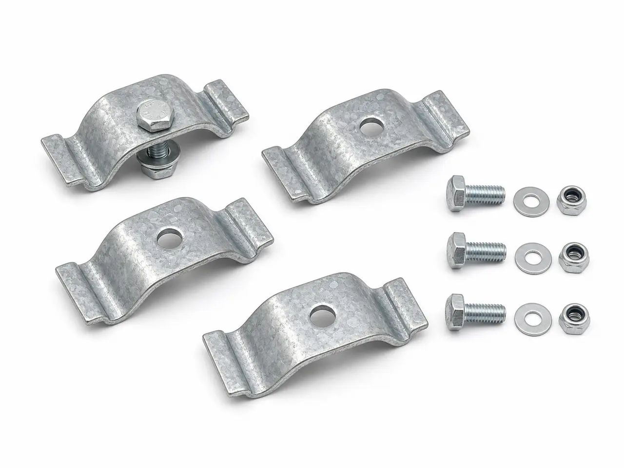 M-type saddle clip plates with matching bolts, washers and nuts