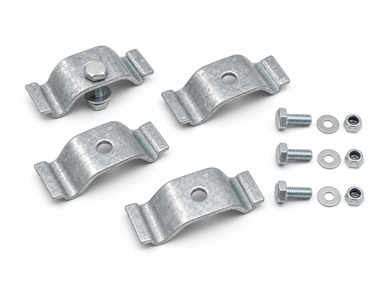 M-type saddle clip plates with matching bolts, washers and nuts
