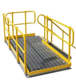 Representative raised grating platform assembly for rooftop access planning